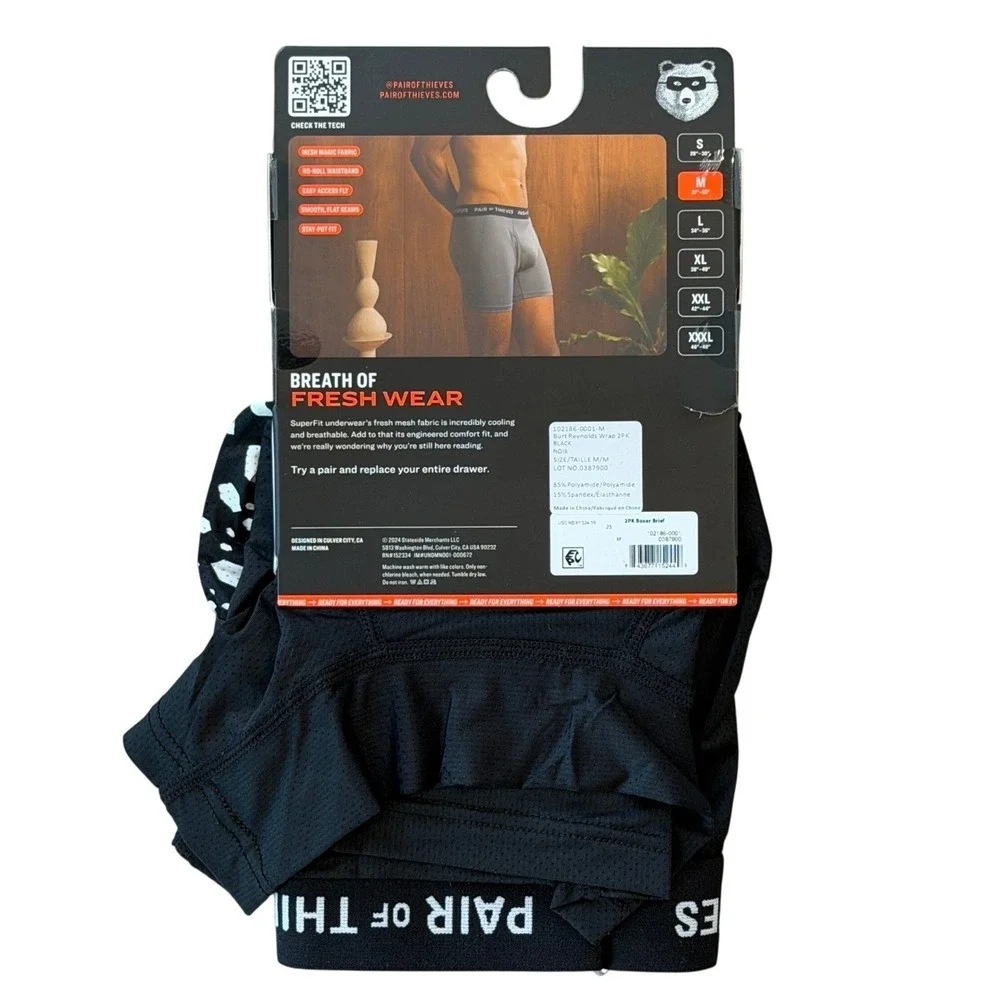 Pair of Thieves SuperFIT Boxer Briefs M (31-33) Black Black/White (2) Pack *NEW*